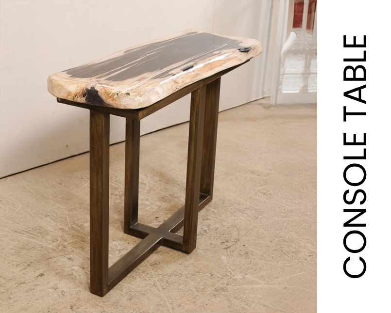 PETRIFED WOOD CONSOLE TABLE